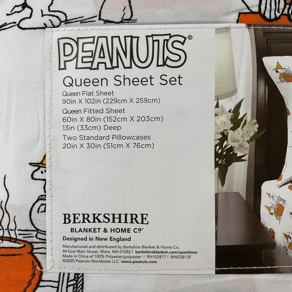 Peanuts Snoopy Halloween Queen Sheet Set Berkshire Blanket Wizard Pumpkin 4pc